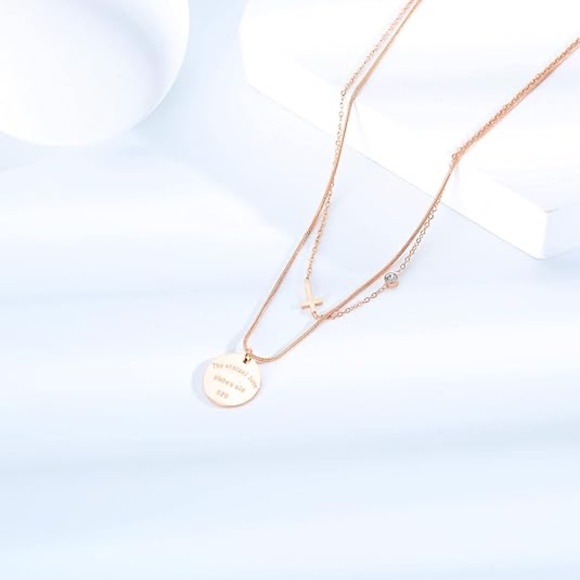 DS Layered Evil Eye Pendant Necklace, 18k Gold Plated Choker Jewelry - Picture 1 of 3